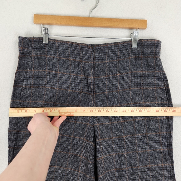 Massimo Dutti Pants Womens 10 Gray Blue Plaid Wool Blend Straight Leg Trousers - Picture 6 of 16